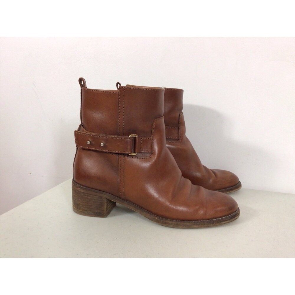 J Crew Leather Ankle Boots Western Boho Womens 7 - Picture 6 of 10